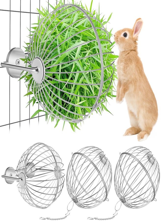 Otoolling 2 Pack Rabbit Hay Ball Feeder Stainless Steel Hanging Hay Holder Dispenser Small Animal Grass Feeder Rack Ball Toy for Bunny Hamster Guinea Pig Chinchilla Gerbils Cage Accessories Supplies - Image 1